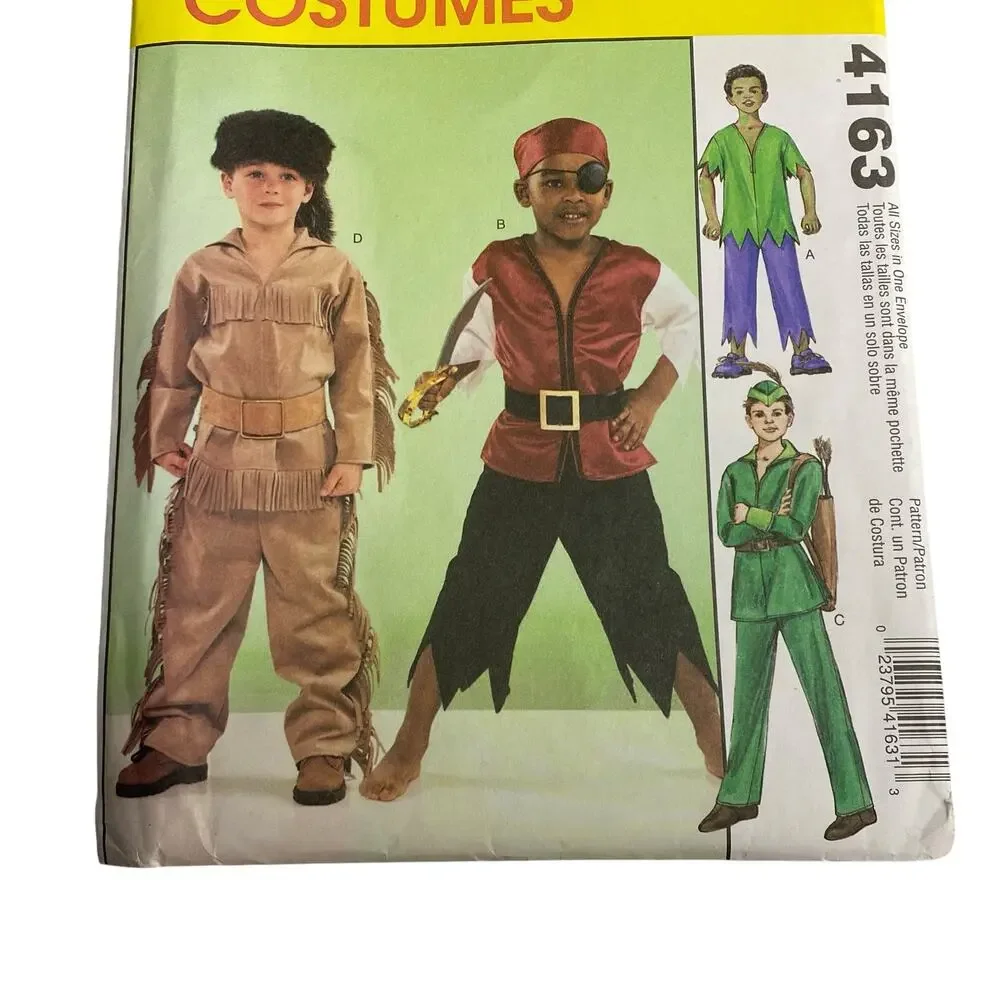 McCall's Pattern 4163Costume Frontier Pirate Robin Hood Unisex Sz 3 4 5 6 7 8 UC